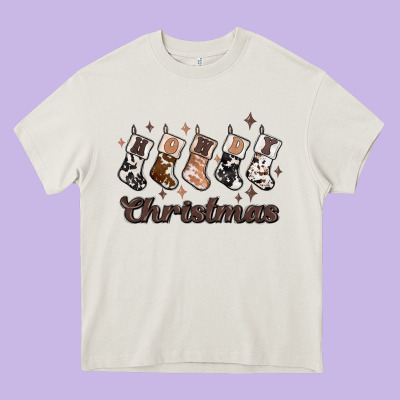 Howdy Christmas Heavy Core Tee Designed By Maliassmallbusiness