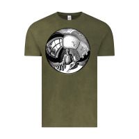 Vintage Olive M.C. Escher Spherical Self Portrait Vintage Tee - longCreatives