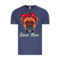 Vintage Denim Boxer Mom Dogs  Mothers Day Dog Lovers Gifts For Women Vintage Tee - longCreatives
