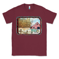 Burgundy Christmas Barn Tractor Snow Classic Tee - Bettercallsaul