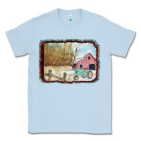 Dusty Blue Christmas Barn Tractor Snow Classic Tee - Bettercallsaul