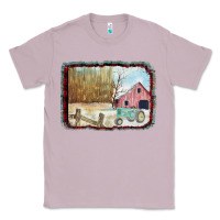 Christmas Barn Tractor Snow Classic Tee | Teevron