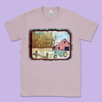 Christmas Barn Tractor Snow Classic Tee Designed By Bettercallsaul