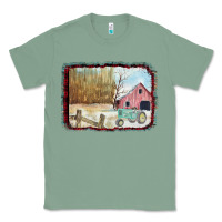 Sage Christmas Barn Tractor Snow Classic Tee - Bettercallsaul