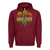Burgundy hit hard run fast turn left Zipper Hoodie - BundleAndBundleShop