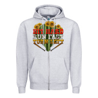 Heather Grey hit hard run fast turn left Zipper Hoodie - BundleAndBundleShop