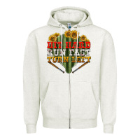 Oatmeal Heather hit hard run fast turn left Zipper Hoodie - BundleAndBundleShop