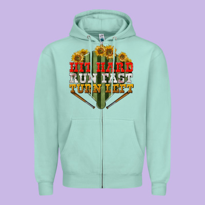 Hit Hard Run Fast Turn Left Zipper Hoodie Designed By Bundleandbundleshop