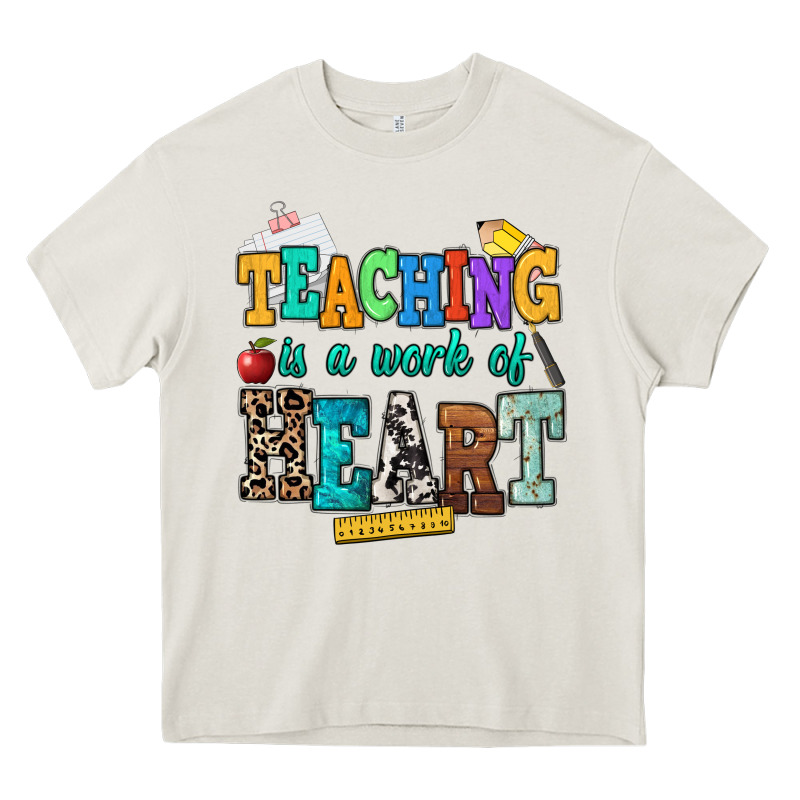 Teaching Is A Work Of Heart Heavy Core Tee by NancyCooperArtShop | Teevron