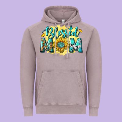 Blessed Mom With Sunflowers Vintage Hoodie Designed By Texasbilliewilder