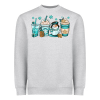 Heather Grey winter coffee cups Heavyweight Sweatshirt - OliviaCreatesArt