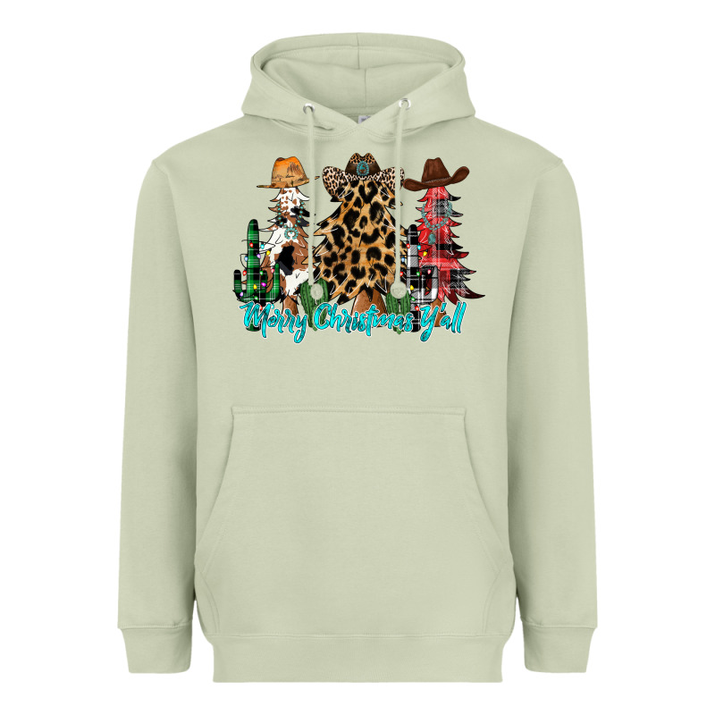 Merry Christmas Y'all Christmas Trees Heavyweight Hoodie by CowhideDigitalArt | Teevron