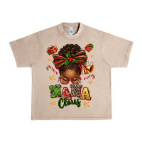 French Oak Nana Claus Afro Messy Bun Urban Heavy Tee - texasbilliewilder