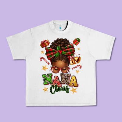 Nana Claus Afro Messy Bun Urban Heavy Tee Designed By Texasbilliewilder