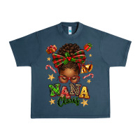 Midnight Navy Nana Claus Afro Messy Bun Urban Heavy Tee - texasbilliewilder