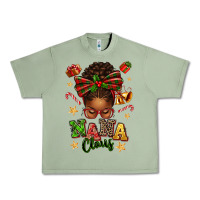 Oil Green Nana Claus Afro Messy Bun Urban Heavy Tee - texasbilliewilder
