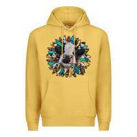 Antique Gold baby cow with sunflower Premium Hoodie - RanaPortraitStore