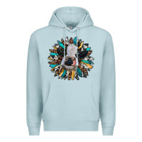 Blue Mist baby cow with sunflower Premium Hoodie - RanaPortraitStore