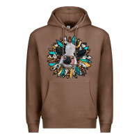 Chestnut baby cow with sunflower Premium Hoodie - RanaPortraitStore
