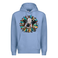 Colony Blue baby cow with sunflower Premium Hoodie - RanaPortraitStore