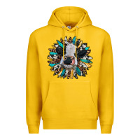 Lemon baby cow with sunflower Premium Hoodie - RanaPortraitStore