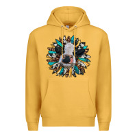 Mustard baby cow with sunflower Premium Hoodie - RanaPortraitStore