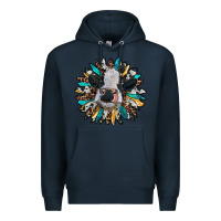 Navy baby cow with sunflower Premium Hoodie - RanaPortraitStore
