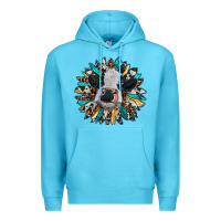 Ocean Blue baby cow with sunflower Premium Hoodie - RanaPortraitStore