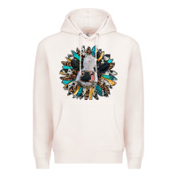Pale Pink baby cow with sunflower Premium Hoodie - RanaPortraitStore