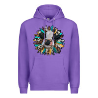 Purple baby cow with sunflower Premium Hoodie - RanaPortraitStore