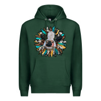 Sports Green baby cow with sunflower Premium Hoodie - RanaPortraitStore
