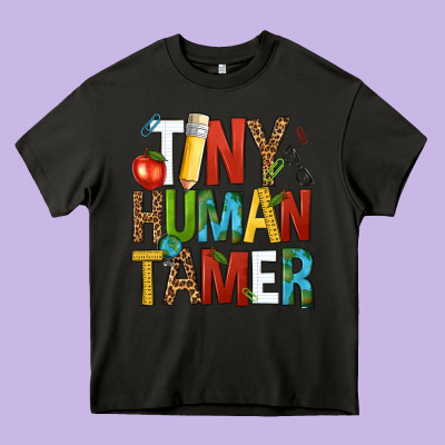 Tiny Human Tamer Heavy Core Tee Designed By Nancycooperartshop
