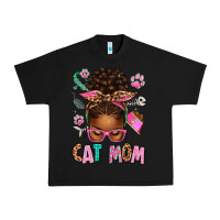 Black Afro Messy Bun Cat Mom Urban Heavy Tee - texasbilliewilder