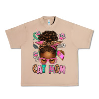 Burro Afro Messy Bun Cat Mom Urban Heavy Tee - texasbilliewilder