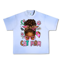 Grape Ice Afro Messy Bun Cat Mom Urban Heavy Tee - texasbilliewilder