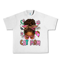 Lunar Rock Afro Messy Bun Cat Mom Urban Heavy Tee - texasbilliewilder
