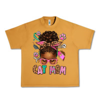 Peanut Butter Afro Messy Bun Cat Mom Urban Heavy Tee - texasbilliewilder