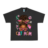 Pigment Black Afro Messy Bun Cat Mom Urban Heavy Tee - texasbilliewilder
