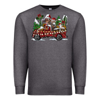 Charcoal Heather festive farm animal christmas truck Premium Sweatshirt - CowhideDigitalArt