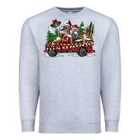 Heather Grey festive farm animal christmas truck Premium Sweatshirt - CowhideDigitalArt