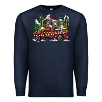 Navy festive farm animal christmas truck Premium Sweatshirt - CowhideDigitalArt