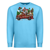 Ocean Blue festive farm animal christmas truck Premium Sweatshirt - CowhideDigitalArt