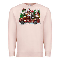 Pale Pink festive farm animal christmas truck Premium Sweatshirt - CowhideDigitalArt
