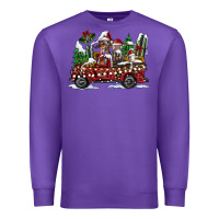 Purple festive farm animal christmas truck Premium Sweatshirt - CowhideDigitalArt