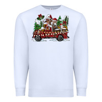 White festive farm animal christmas truck Premium Sweatshirt - CowhideDigitalArt
