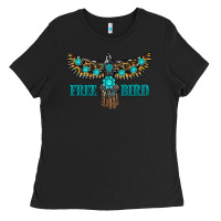 Black turquoise freebird Ladies Tee - RanaPortraitStore