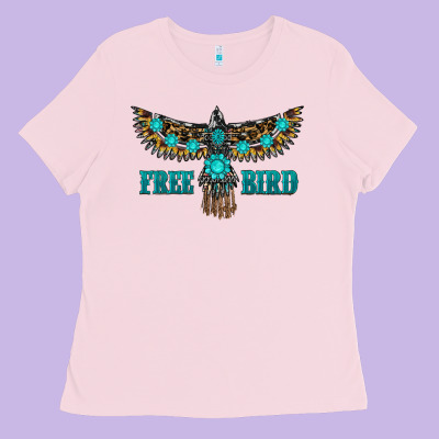 Turquoise Freebird Ladies Tee Designed By Ranaportraitstore