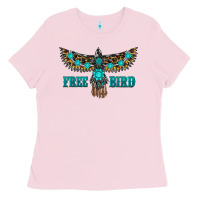 Bubblegum Pink turquoise freebird Ladies Tee - RanaPortraitStore