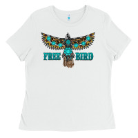 White turquoise freebird Ladies Tee - RanaPortraitStore