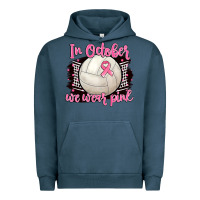 Pigment Midnight Navy in october we wear pink volleyball Urban Hoodie - BarkalooDesign